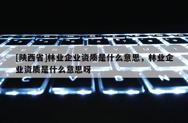 [陕西省]林业企业资质是什么意思，林业企业资质是什么意思呀